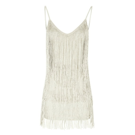 Womens Glitter Sequin Dress Vintage 70s Western Fringe Mini Dress Sexy Spaghetti Straps Sparkly Tango Dance Costume