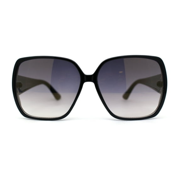 Womens Glitter Side Trim Oversize Luxe Butterfly Plastic Sunglasses Black Gold