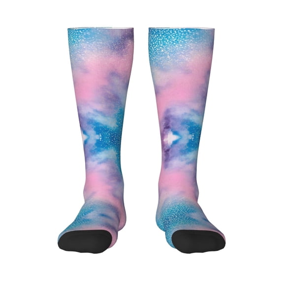 Womens Glitter Sparkles Shimmer Printing Knee High Socks Comfy Thermal Boot Long Socks