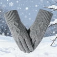 thumbnail image 1 of Womens Gloves for Cold Weather Touch Screen New Women's Winter Knitted Wool Five-Finger Warm Gloves Plus Velvet and Thick Touch Screen Gloves Style B-55 Gray One Size, 1 of 3