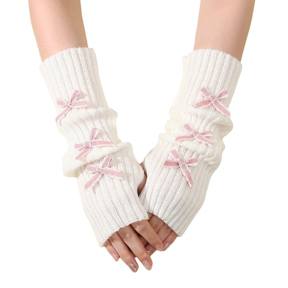 Womens Gloves Fingerless Gloves With Bow Soft Knit Wrist Decorative For Cold Weather Multiple Colors Available Winter Gloves