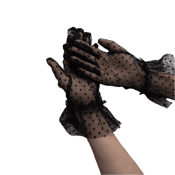 Womens Gloves Sheer Short Tea Party Wedding Prom Formal Gloves Costume Gloves Dotted