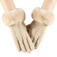 thumbnail image 1 of Womens Gloves Winter, Audhol Women's Winter Knitted Gloves Small Style Gloves with Large Furry Cuffs Cold Proof Gloves Touchscreen Gloves for Warmth Fleece Lined Gloves Womens Beige, One Size, 1 of 4
