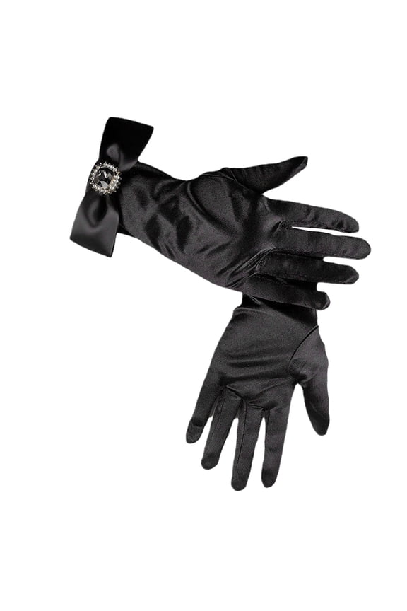 Womens Gloves Womens French Bow Dress Wedding Satin