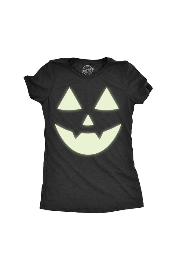 Womens Glow In The Dark Jack O Lantern T Shirt Funny Halloween Spooky Pumpkin Tee for Ladies Womens Graphic Tees