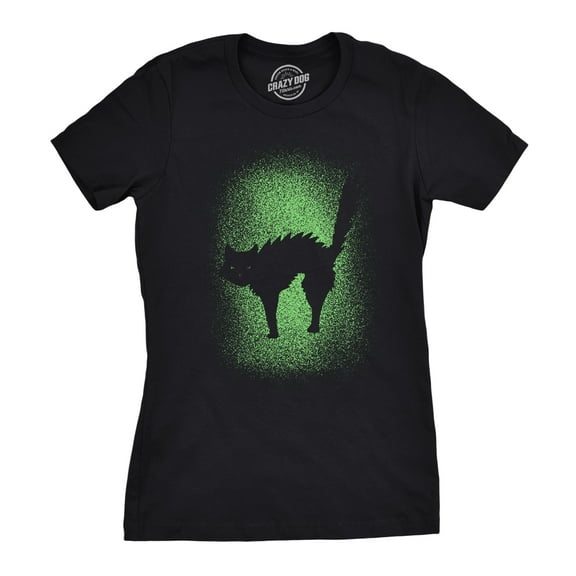Womens Glowing Cat Glow In The Dark Cool Halloween T Shirt Funny Kitty Tee Womens Graphic Tees