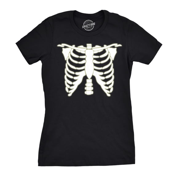 Womens Glowing Skeleton T Shirt Rib Cage Cool Halloween Glow In The Dark Tee Womens Graphic Tees
