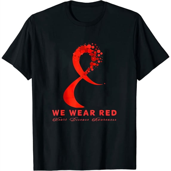 Womens Go Red in February Heart Disease Awareness Health Red Heart T-Shirt Black 3X-Large