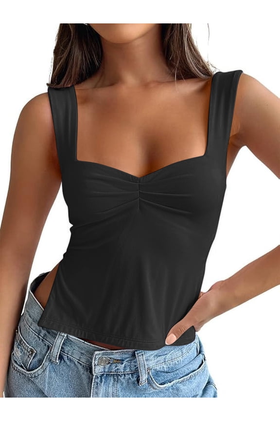 Womens Going Out Crop Tops Backless Tank Tops Summer Y2k Teen Basics Cute Clothes Black M