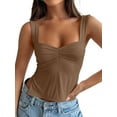 thumbnail image 1 of Womens Going Out Crop Tops Backless Tank Tops Summer Y2k Teen Basics Cute Clothes Dark Brown XS, 1 of 7