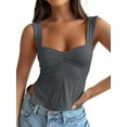 thumbnail image 1 of Womens Going Out Crop Tops Backless Tank Tops Summer Y2k Teen Basics Cute Clothes Dark Gray XS, 1 of 7
