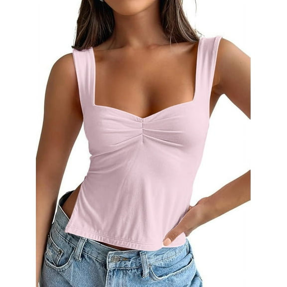 Womens Going Out Crop Tops Backless Tank Tops Summer Y2k Teen Basics Cute Clothes Pink L