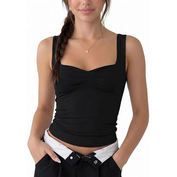 Womens Going Out Tank Tops Sweetheart Neck Double Lined Backless Crop Top Sleeveless Y2K Party Top