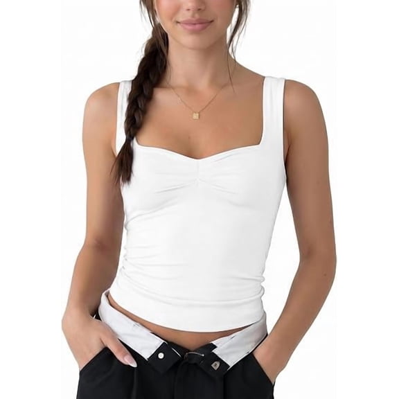Womens Going Out Tank Tops Sweetheart Neck Double Lined Backless Crop Top Sleeveless Y2K Party Top