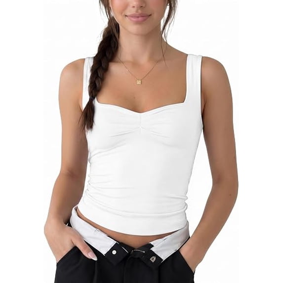 Womens Going Out Tank Tops Sweetheart Neck Double Lined Backless Crop Top Sleeveless Y2K Party Top
