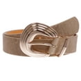 thumbnail image 1 of Womens Gold Accent Shell Buckle Shimmer Leather Belt, 1 of 4