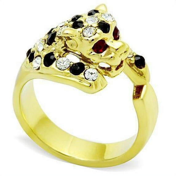 Womens Gold Jaguar Ring Stainless Steel Anillo Color Oro Para Mujer Ninas Acero Inoxidable with Top Grade Crystal in Multi Color Bilha