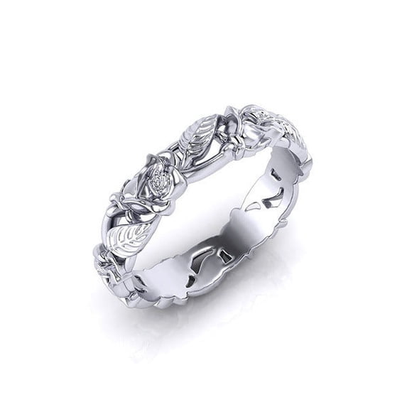 Womens Gold Plated Copper Ring Sterling Silver Inlay Leaf