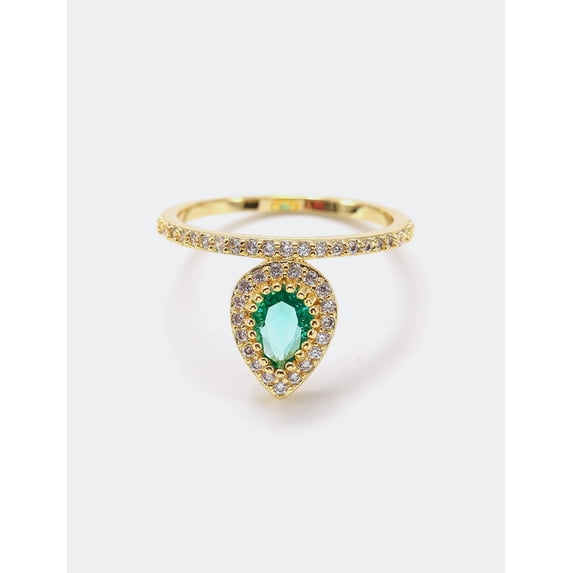 Womens Gold Plated European Crown Ring With Zircon Glass Inlay Fashion Copper Ring Elegant Thai Gift Anniversary Ring
