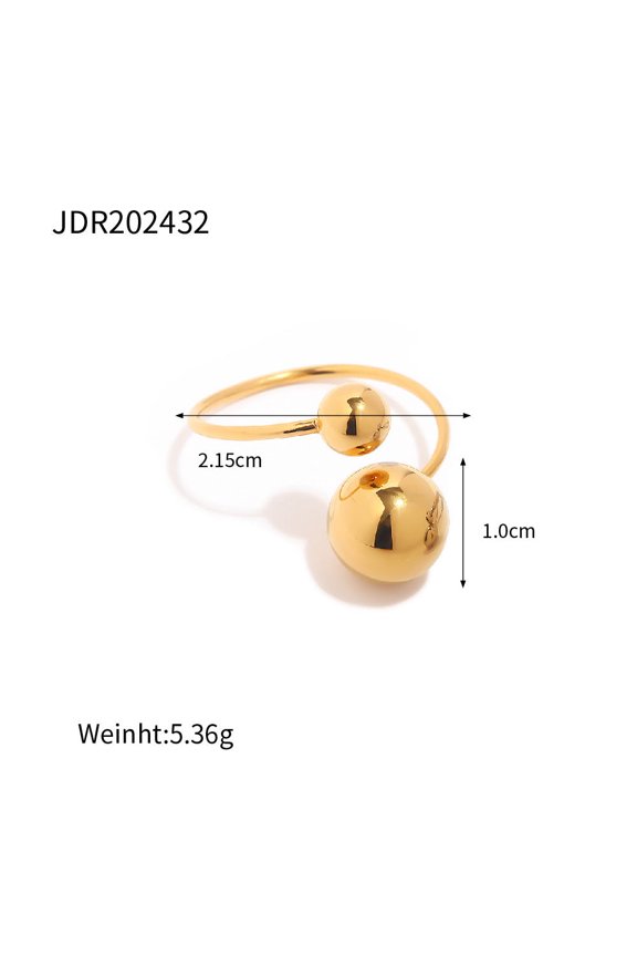 Womens Gold Plated Stainless Steel Ring With Geometric Ball Design Colorfast Electroplated Finish Jewelry Everyday