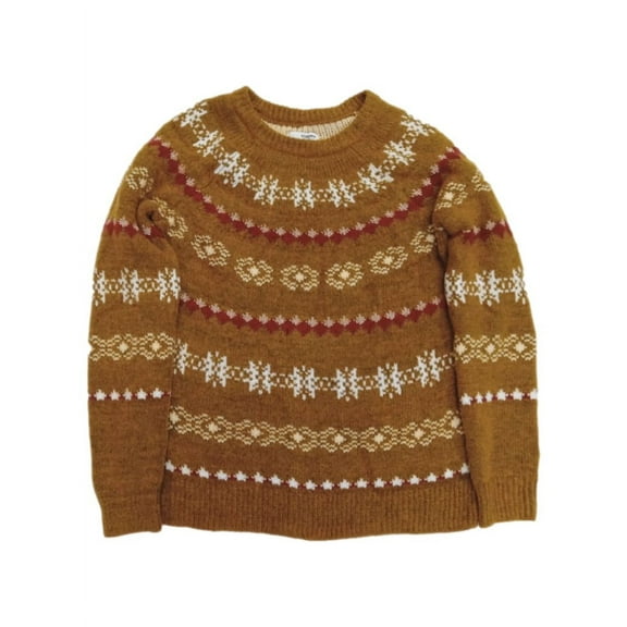 Womens Gold & Red Snowflake Christmas Holiday Sweater Large