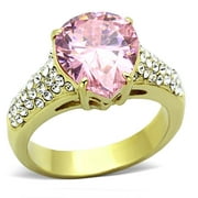 Womens Gold Ring 316L Stainless Steel Anillo Color Oro Para Mujer Ninas Acero Inoxidable with AAA Grade CZ in Rose Mara