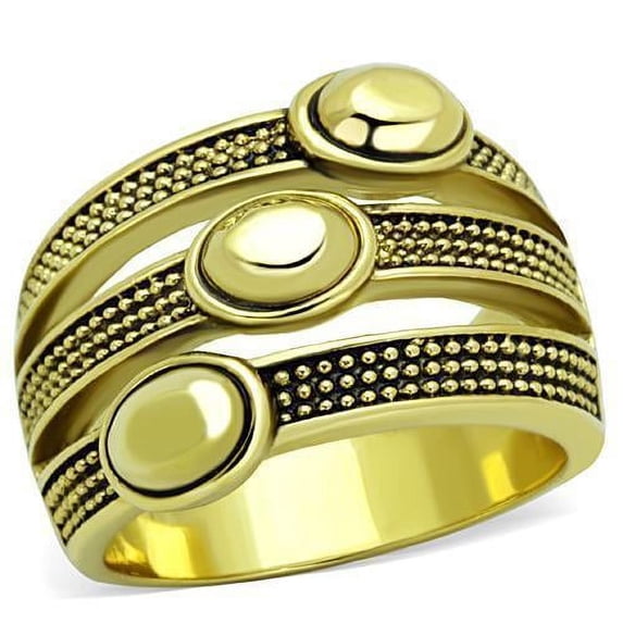 Womens Gold Ring 316L Stainless Steel Anillo Color Oro Para Mujer Ninas Acero Inoxidable with Epoxy in Jet Leah