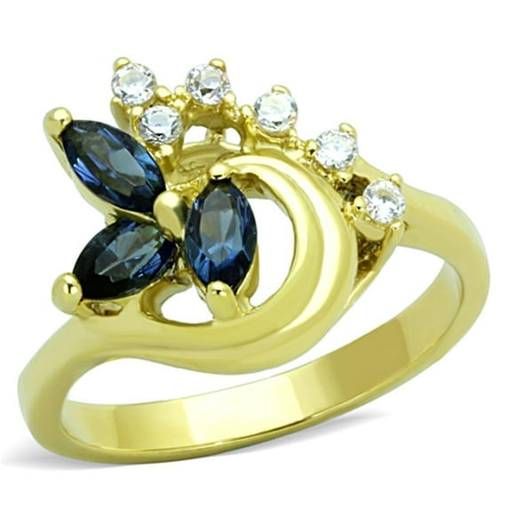Womens Gold Ring 316L Stainless Steel Anillo Color Oro Para Mujer Ninas Acero Inoxidable with Top Grade Crystal in Montana Uriel
