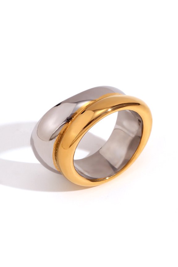 Womens Gold Ring Double Layer Irregular Design Stainless Steel Jewelry Creative Ring For Her Fashionable Gift For