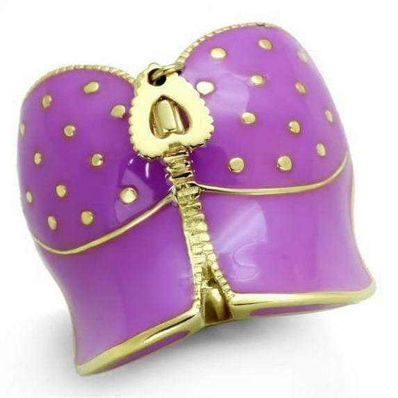 Womens Gold Ring Stainless Steel Anillo Color Oro Para Mujer Ninas Acero Inoxidable with Epoxy in Amethyst Tabitha