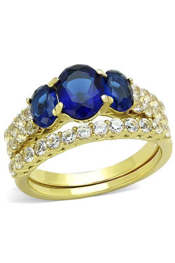 Womens Gold Ring Stainless Steel Anillo Color Oro Para Mujer Ninas Acero Inoxidable with Glass in Montana Hannah