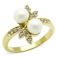thumbnail image 1 of Womens Gold Ring Stainless Steel Anillo Color Oro Para Mujer Ninas Acero Inoxidable with Synthetic Pearl in White Jewel, 1 of 4