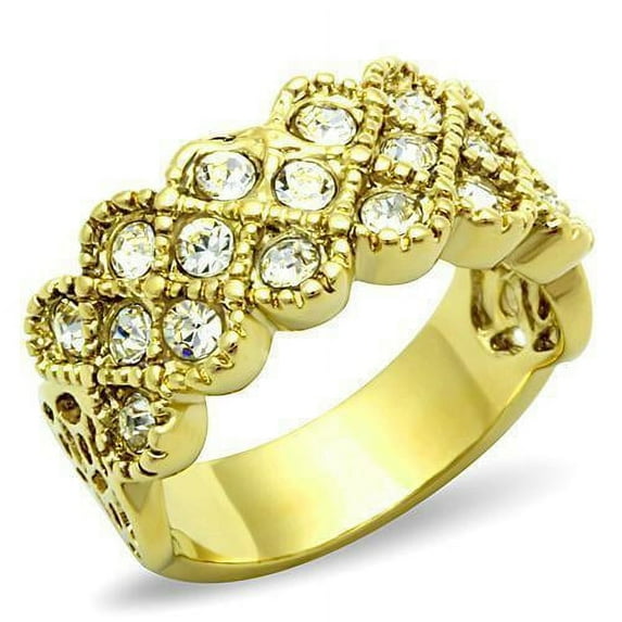 Womens Gold Ring Stainless Steel Anillo Color Oro Para Mujer Ninas Acero Inoxidable with Top Grade Crystal in Clear Chawwah