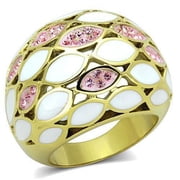 Womens Gold Ring Stainless Steel Anillo Color Oro Para Mujer Ninas Acero Inoxidable with Top Grade Crystal in Light Rose Barnabas