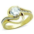 thumbnail image 1 of Womens Gold Rings Two-Tone IP Gold (Ion Plating) 316L Stainless Steel Ring with AAA Grade CZ in Clear TK1701, 1 of 4