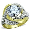thumbnail image 1 of Womens Gold Rings Two-Tone IP Gold (Ion Plating) 316L Stainless Steel Ring with AAA Grade CZ in Clear TK1910, 1 of 4