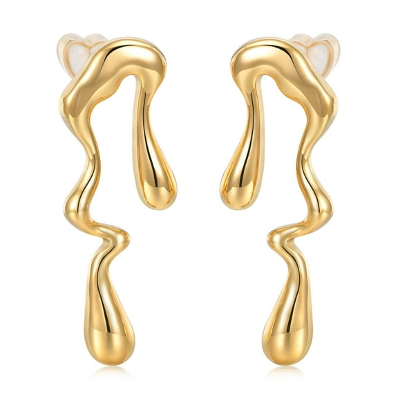 Womens Gold Studs Earrings, 14K Gold Plated Personality Big Stud Earring,Stainless Steel Hypoallergenic Ear Rings Trendy Jewelry,Christmas Birthday Gifts for Her Girlfriend Sister