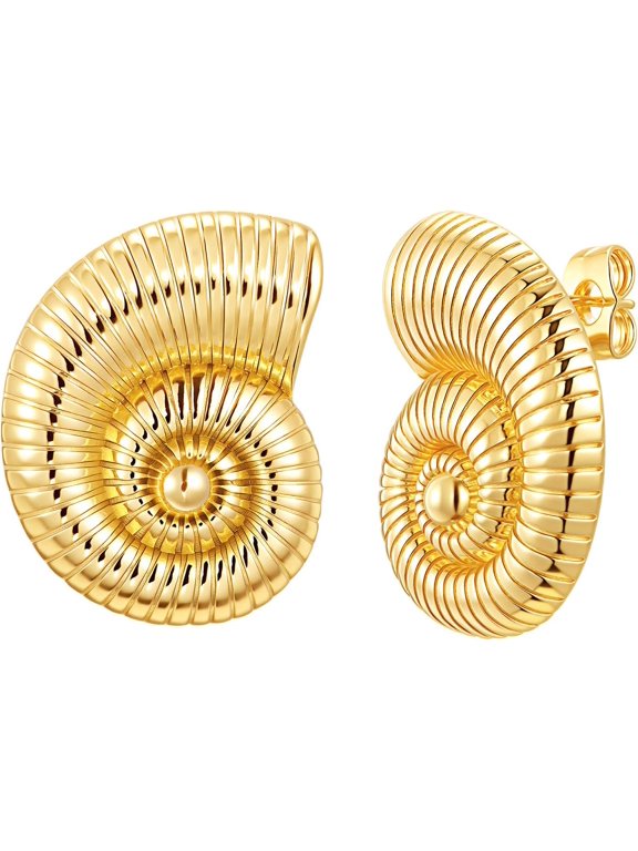 Womens Gold Studs Earrings, 14K Gold Plated Personality Big Stud Earring,Stainless Steel Hypoallergenic Ear Rings Trendy Jewelry,Christmas Birthday Gifts for Her Girlfriend Sister