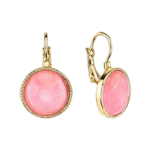 Womens Gold-Tone Pink Vintage Costume Fashion Leverback Earrings