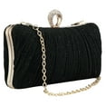 thumbnail image 1 of Womens Golden Glitter Clutch Purse Pleated Evening Bag For Bridal Wedding Party With Rhinestone Ring, 1 of 9