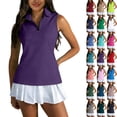 thumbnail image 1 of Womens Golf Polo Shirts 2026 Summer Casual Sleeveless Zipper Tank Tops Lightweight Quick Dry Athletic Tennis Shirt,Dark Purple,XXL, 1 of 8