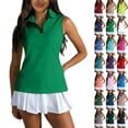 thumbnail image 1 of Womens Golf Polo Shirts 2026 Summer Casual Sleeveless Zipper Tank Tops Lightweight Quick Dry Athletic Tennis Shirt,Green,M, 1 of 8