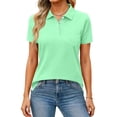 thumbnail image 1 of Womens Golf Polo Shirts Collared Short Sleeve T Shirt Lightweight Wicking Polo Casual 3 Buttons Outfits,Mint Green XXXL, 1 of 5