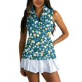 thumbnail image 1 of Womens Golf Shirt Printed Sleeveless Golf Tank Collared Zip Up Tennis Shirts Quick Dry Polyester Athletic Tops for Court Blue S, 1 of 6