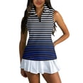 thumbnail image 1 of Womens Golf Shirt Sleeveless Tennis Shirt Collared Zip Up Printed Resort Golf Top, Quick Dry Polyester Athletic Tank Tops Dark Blue XL, 1 of 6