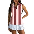 thumbnail image 1 of Womens Golf Shirt Sleeveless Tennis Shirt Collared Zip Up Printed Resort Golf Top, Quick Dry Polyester Athletic Tank Tops Red L, 1 of 6