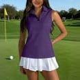 thumbnail image 1 of Womens Golf Shirt Sleeveless UPF 50+ Polo Shirts Collared Tennis Tops V Neck Athletic Workout Tank Quick Dry Dark Purple L, 1 of 7