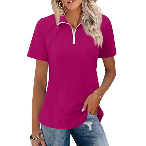 Womens Golf Shirt Summer 1/4 Zip Up Polo Shirts Short Sleeve Moisture Wicking Gym Workout Tops 3XL