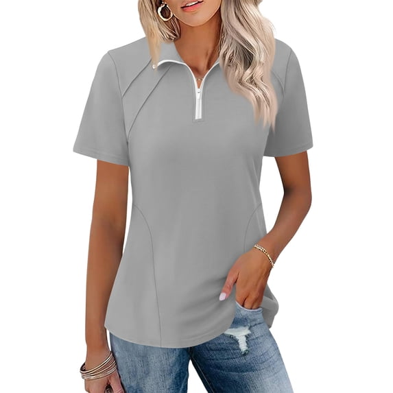 Womens Golf Shirt Summer 1/4 Zip Up Polo Shirts Short Sleeve Moisture Wicking Gym Workout Tops M