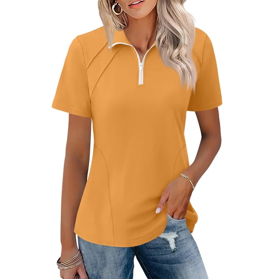 Womens Golf Shirt Summer 1/4 Zip Up Polo Shirts Short Sleeve Moisture Wicking Gym Workout Tops XL